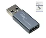 Adapter, USB A male to USB C female aluminum, space grey, DINIC Box